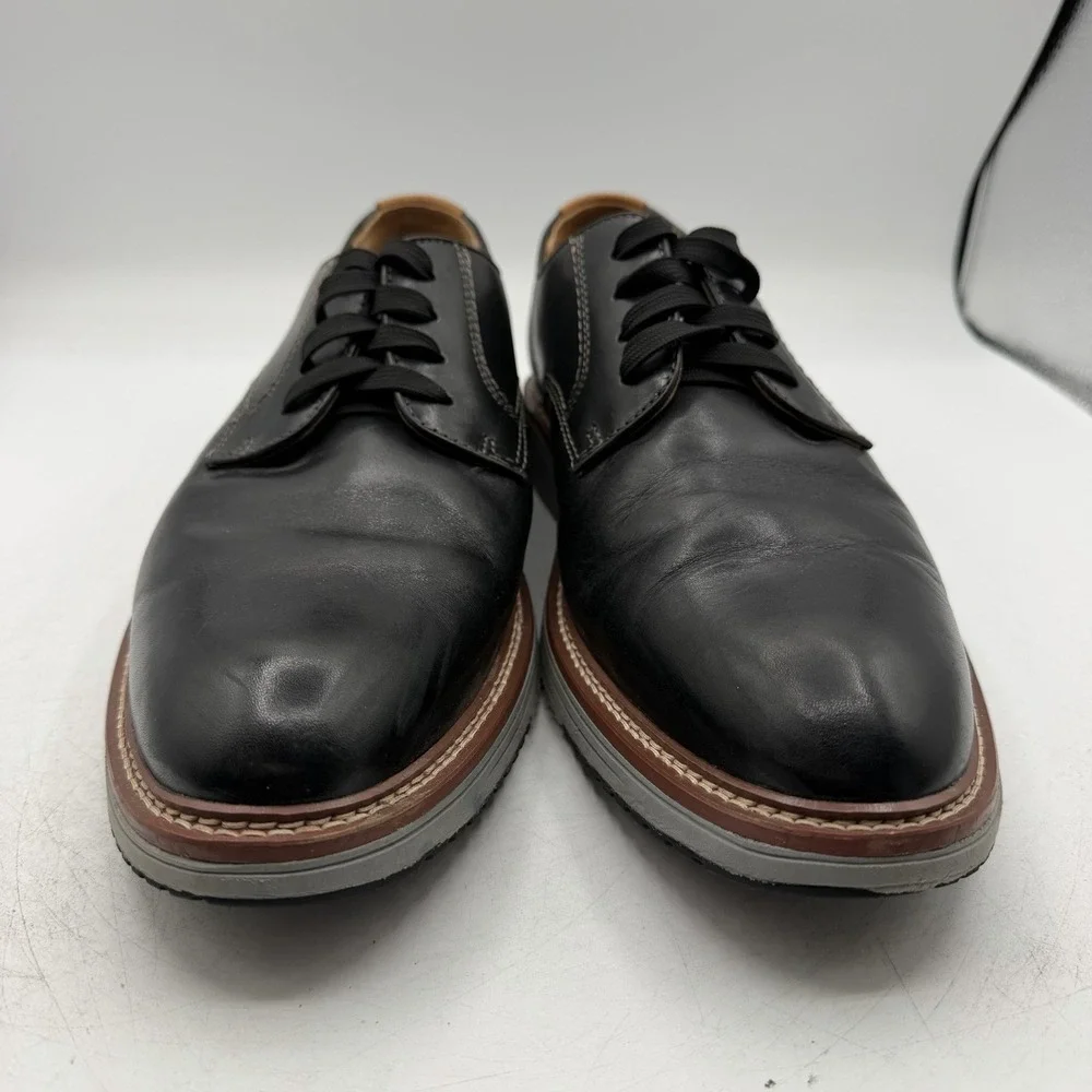 Johnston & Murphy Upton Derby Shoes Mens Sz 12 M Black Leather Plain Toe Oxfords